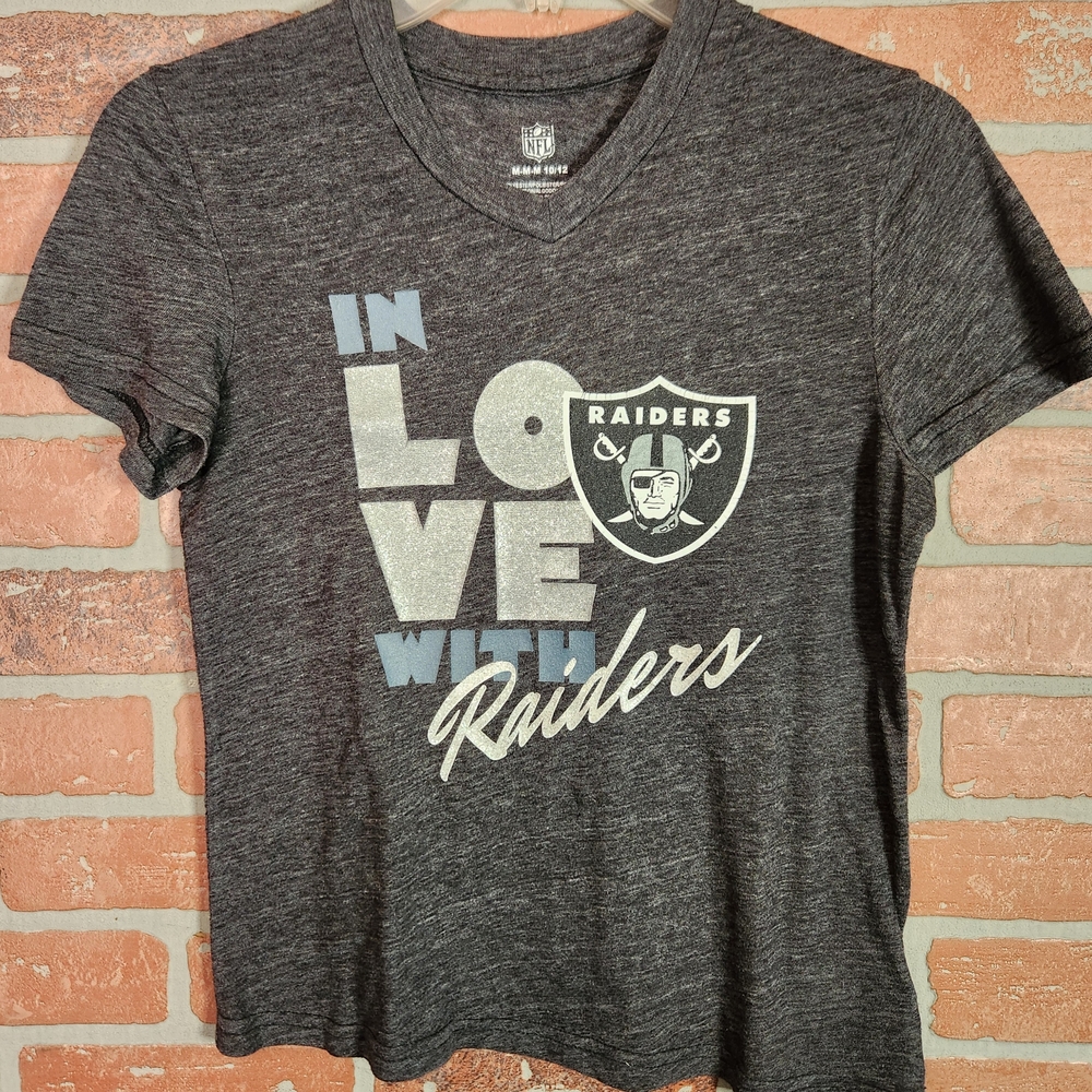 NFL Las Vegas Raiders Heather Gray V-Neck T-Shirt